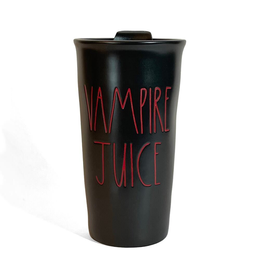 Rae Dunn by Magenta Vampire Juice Halloween Tumbler New 12 Oz Black Ceramic Mug